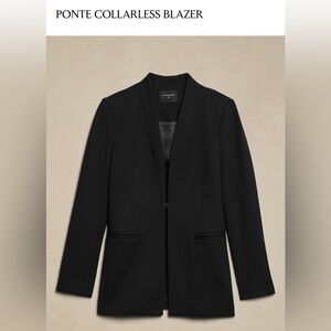 Banana Republic Factory Black Ponte Collarless Blazer